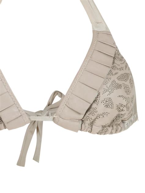 Amir Slama Ruffled Triangle Bikini Set In Nude ModeSens