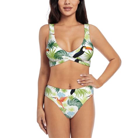 Swim Suits For Women Bikini Toucan And Hummingbird Soft Stretchy