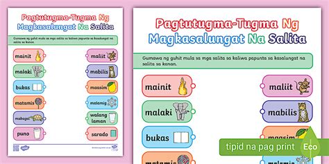 magkasalungat na salita worksheet grade  twinkl ph