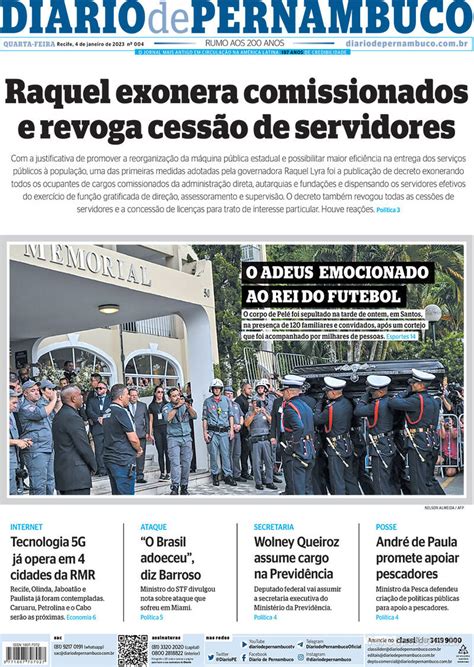 Capa Diario De Pernambuco Edi O Ter A De Outubro De