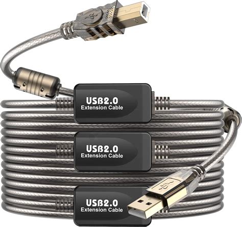 Amazon.com: StarTech.com 20m / 65 ft Active USB 2.0 A to B Cable - Long ...