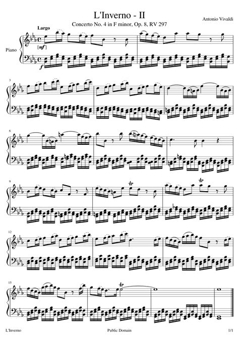 Linverno Largo For Piano Solo Sheet Music For Piano Download Free