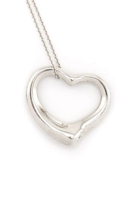 Tiffany And Co Sterling Silver Elsa Peretti Open Heart Pendant Necklace