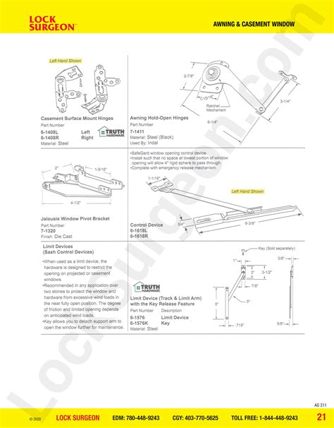 Lock Surgeon Awning & Casement Windows Parts & Repair