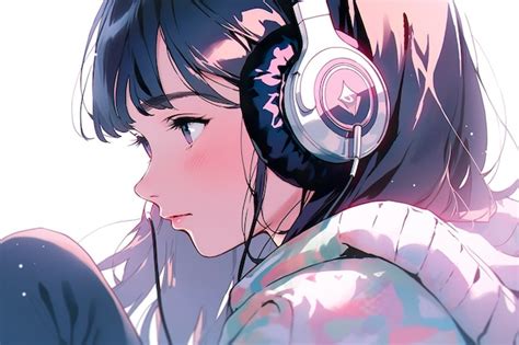 Premium Photo Beautiful Anime Girl Listening To Lofi Hip Hop Music