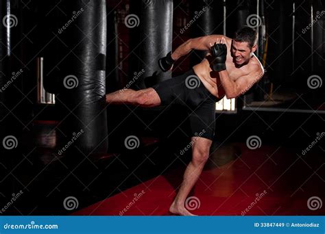 Mma Fighter Training At A Gym Stock Image Image Of Space Punching