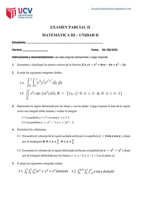 Examen Parcial Ii Hshsgsbsjs Escuela Profesional De Ingenier A