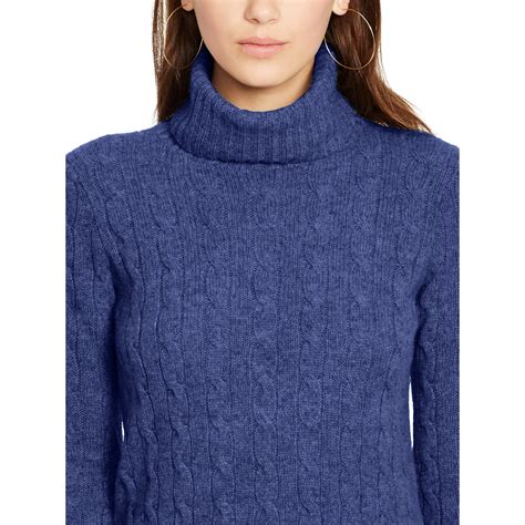 Polo Ralph Lauren Cabled Merino Wool Turtleneck In Purple Lyst