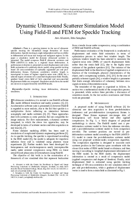 Pdf Dynamic Ultrasound Scatterer Simulation Model Using Field Ii And