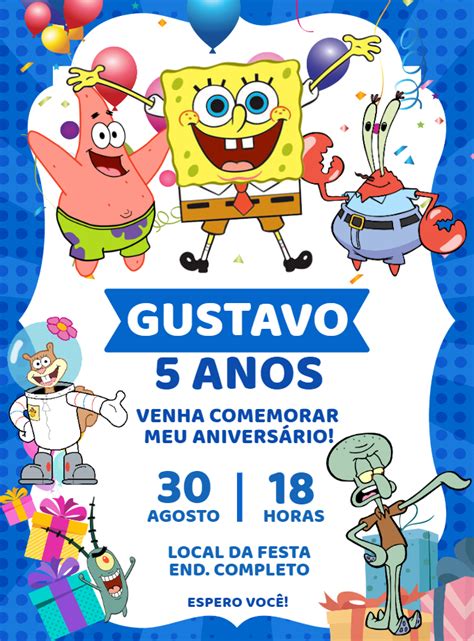 Convite De Aniversário Bob Esponja