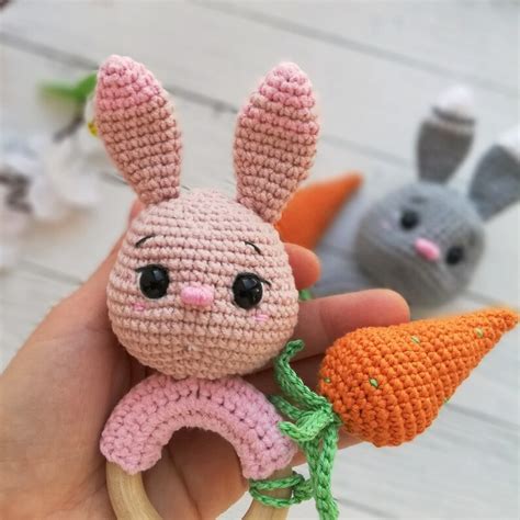 Crochet Bunny Rattle Pattern Amigurumi Easter Bunny Toys Etsy