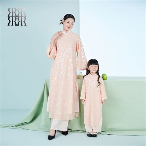 RẬP Áo Dài Tước Bình Cam Nude 2026 Lazada vn