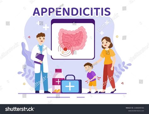 Appendicitis Illustration Kids Inflammation Appendix Stomach Stock ...
