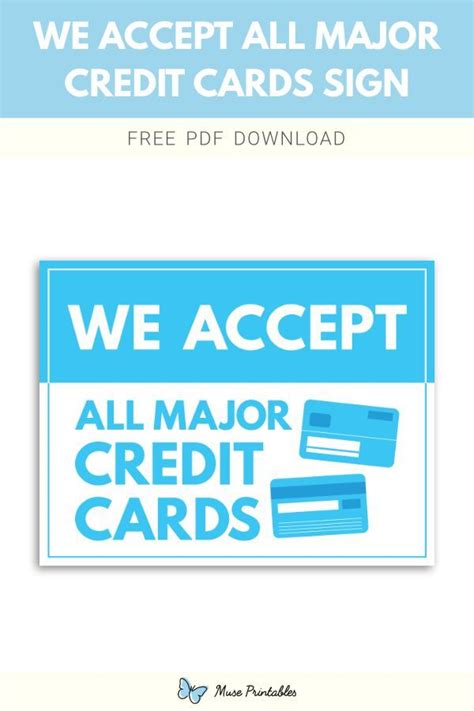 Printable We Accept All Major Credit Cards Sign Template