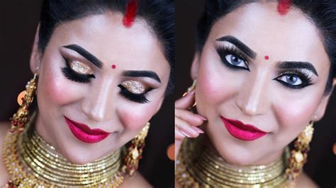 Bengali Eye Makeup Durga Puja Makeuptraditional Bengali Makeup Tutorial