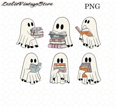 Cute Ghost Reading Book Png Book Lover Halloween Png Ghost Halloween