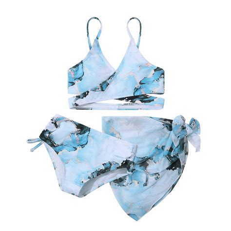 Urmagic Girls Beach Sport Wrap Around Bikini Piece Swimsuit Bathing Suits Set With Beach