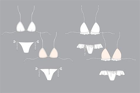 I Bikini Disegnano Il Vettore Set Di Diversi Tipi Di Bikini Tipi Di Bikini Vettore Di Bikini