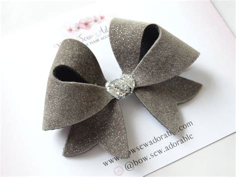 Grey velvet | Hair bow – Bow Sew Adorable