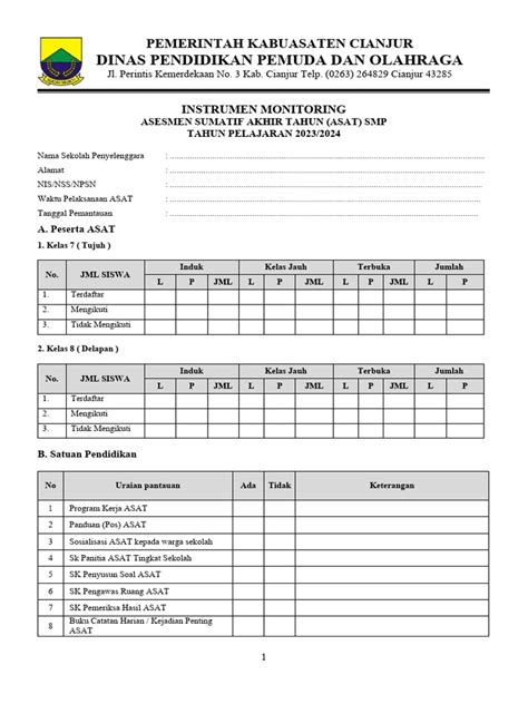 Instrumen Monev Asat 2024 Pdf