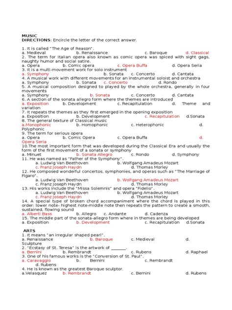 Second Periodical Test Grade 6 Mapeh