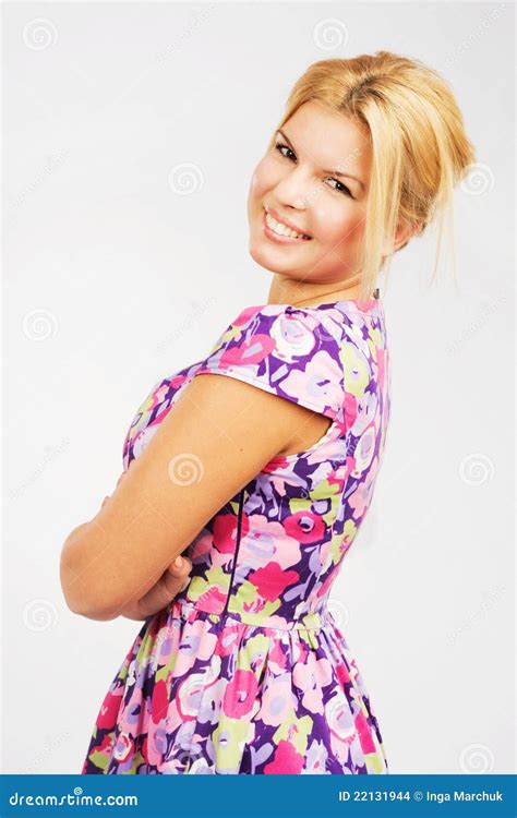 Beautiful Smiley Blonde Stock Photo Image Of Happy Alone