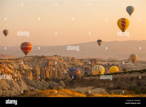 Color Image Of Hot Air Balloons Flying In Cappadocia Turkey At