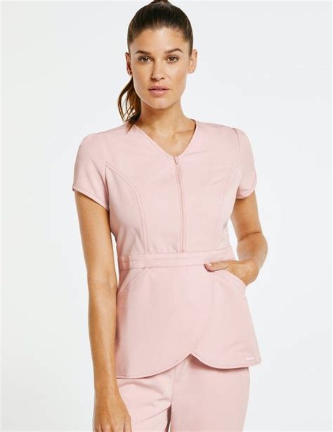 Womens Signature Tulip Top In Blushing Pink Medical Scrubs By Jaanuu