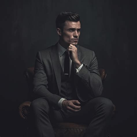 Premium Ai Image Handsome Man In Suit Sitting Thoughtfully