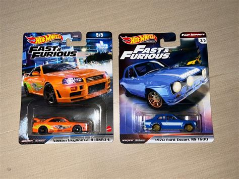 Hot Wheels Fast And Furious Orange Nissan Skyline R Fast Imports Ford Escort Rs Paul