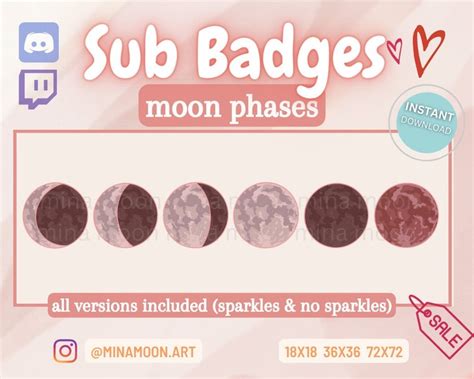 Twitch Pink Moon Sub Badges Twitch Pink Moon Bit Badges Pink Etsy