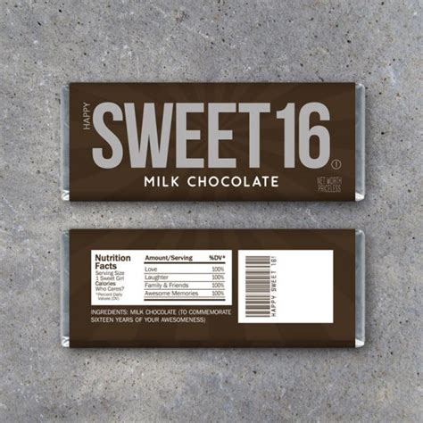 Sweet Sixteen Candy Bar Wrappers – Printable Sweet 16 Happy Birthday ...