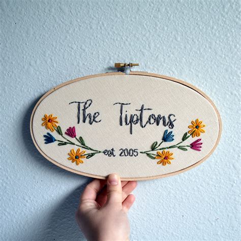 Custom Wedding Embroidery Hoop Anniversary Gift Wildflowers Etsy