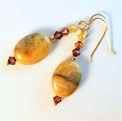 Crazy Lace Agate Earrings With Swarovski Crysta Folksy