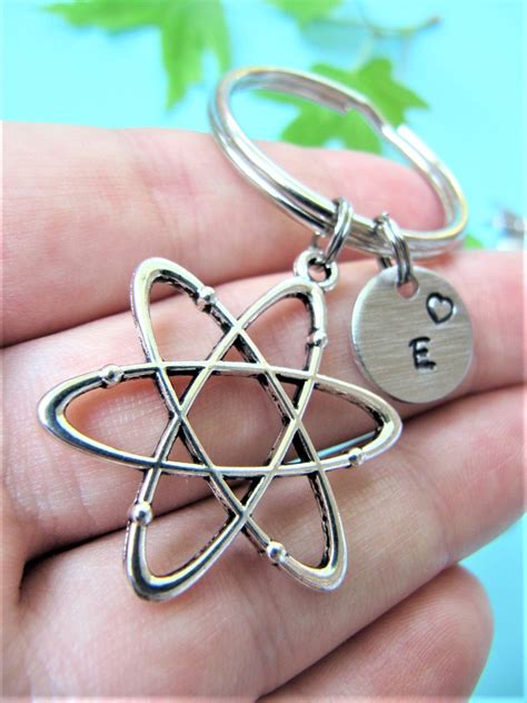 Atom Keychain Atom Keyring Science Keychain Atom Ts Etsy