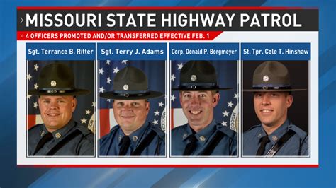 Missouri State Highway Patrol Announces Promotions And 1 Transfer