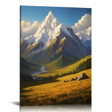 Jeuxus Mountain Wall Art Decor Mountain And Tree Under Blue Sky Nature