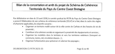 Bilan Concertation Et Arr T Du Projet De Scot Du Pays Du Centre Ouest