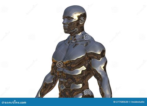 D Render Golden Torso Of A Naked Athletic Man On A White Background Stock Illustration