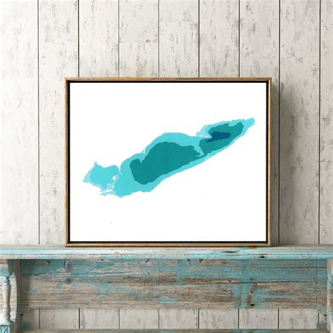 Lake erie great lakes bathymetric map print poster custom lake map lake