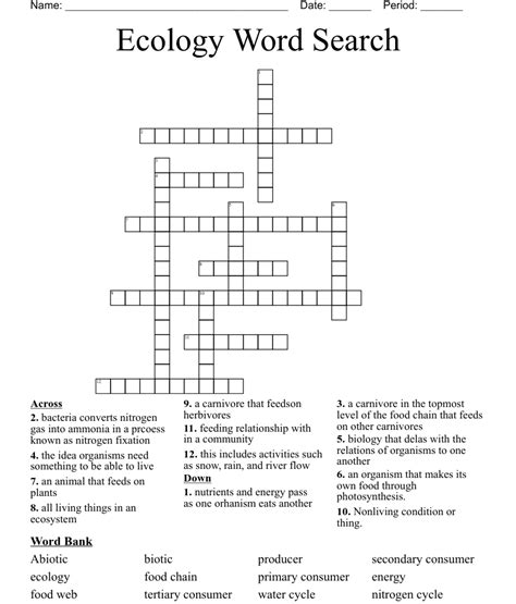 Ecology Word Search Crossword WordMint