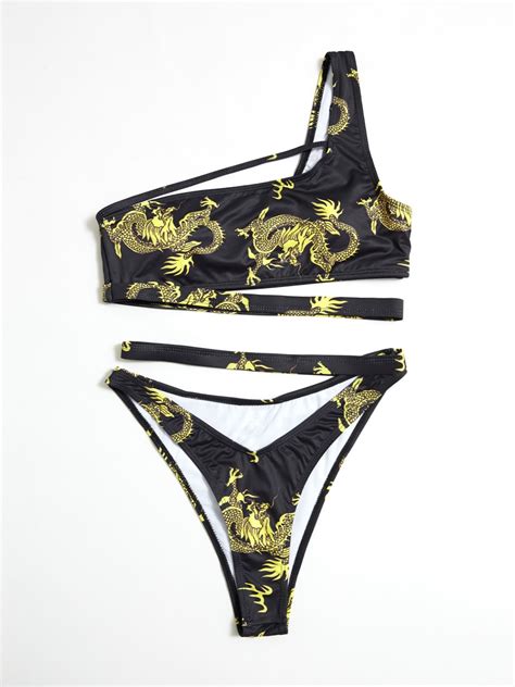 Emmiol Free Shipping Dragon Pattern High Cut Bikini In Bikini Sets Online Store EMMIOL