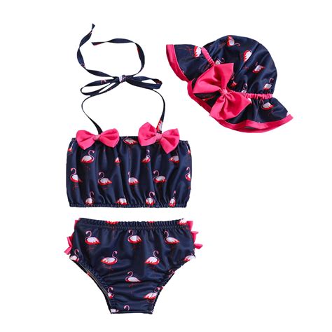 Baby Girls Three Piece Swimsuits Summer Halter Bikini Set Beachwear Bathing Suits Walmart