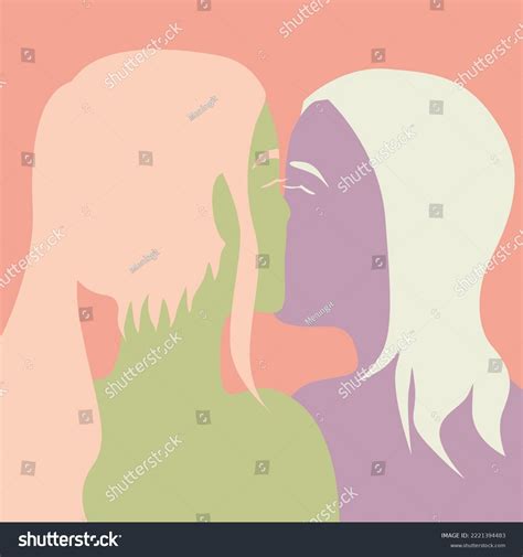 Lgbtq Girl Kiss Girl Lesbian Couple Stock Vector Royalty Free Shutterstock