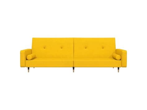 Vidaxl Canap Lit Places Avec Repose Pied Jaune Velours Conforama