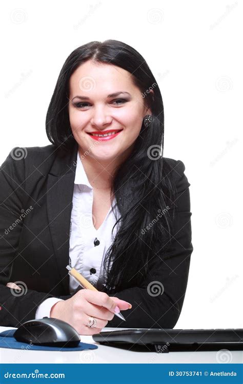 Femme Moderne D Affaires S Asseyant Au Bureau Image Stock Image Du