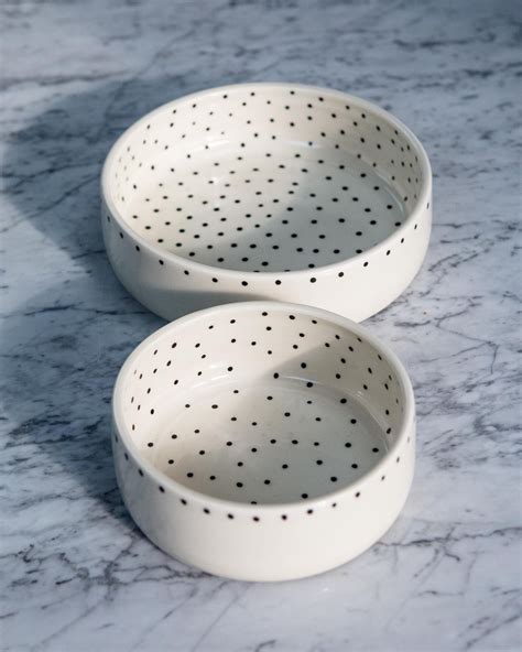 Dots Dog Bowl in Black + White (Dog & Co. Exclusive) | DOG & CO.