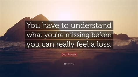 Jodi Picoult Quote: “You have to understand what you’re missing before
