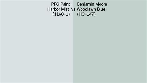 PPG Paint Harbor Mist (1160-1) vs Benjamin Moore Woodlawn Blue (HC-147 ...