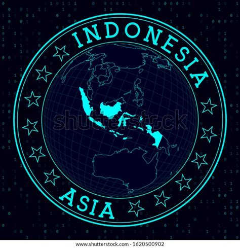 Indonesia Round Sign Futuristic Satelite View Stock Vector Royalty